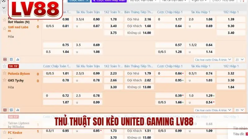 Thủ thuật soi kèo United Gaming LV88