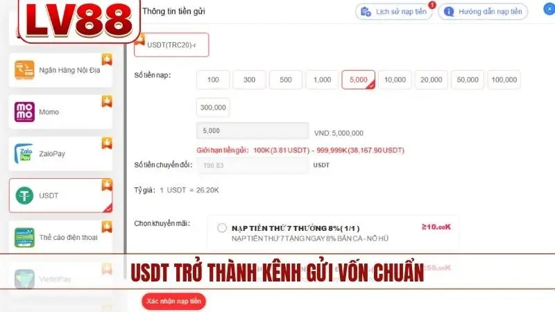 USDT trở thành kênh gửi vốn chuẩn